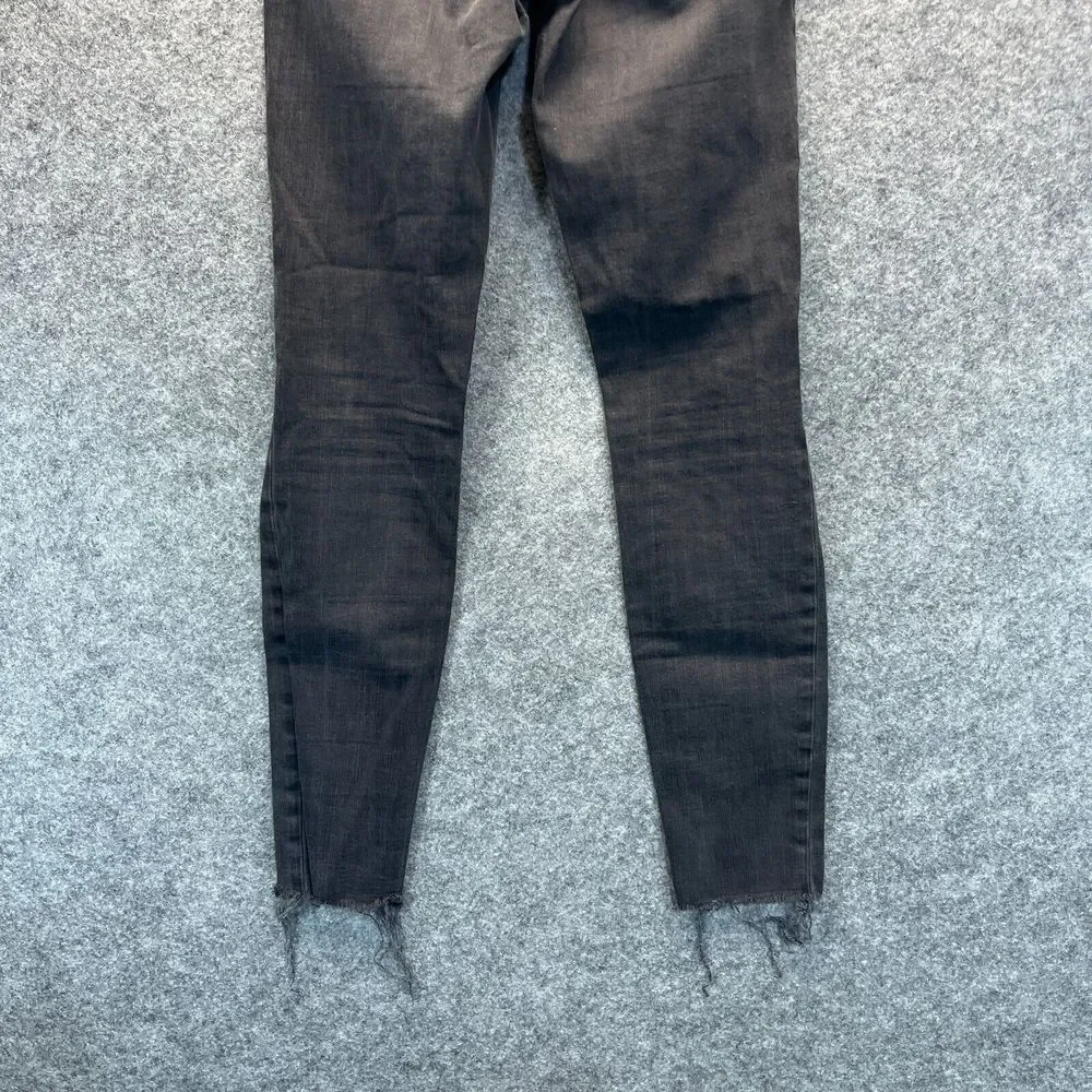 Madewell Jeans Women's 26‎ 9 Inch HIgh Rise Black Distressed Raw Hem Denim
